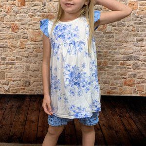 NEW Girl's Boutique Floral Blue 2pc Set